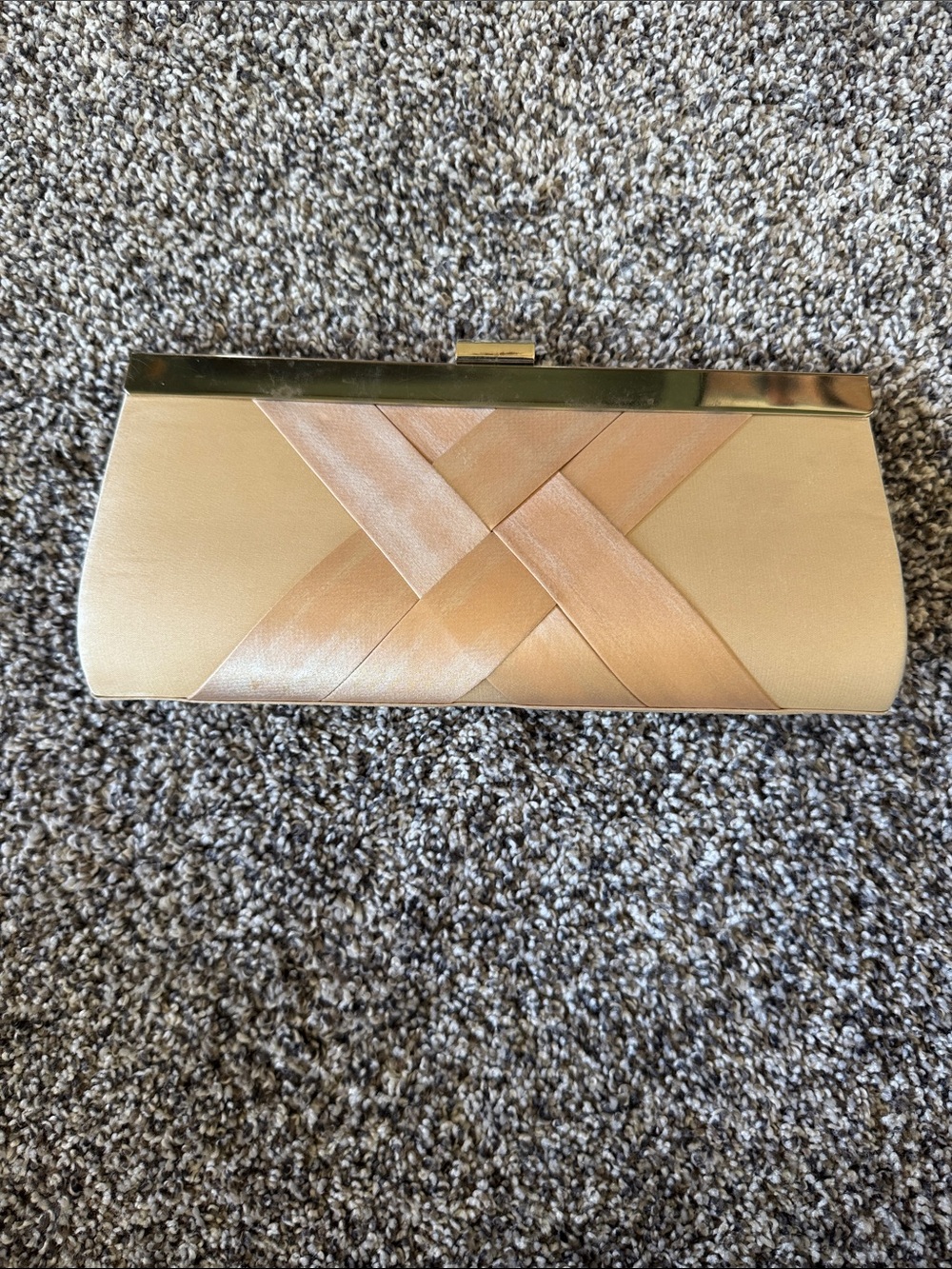 Lulu Townsend Beige Satin Woven Clutch